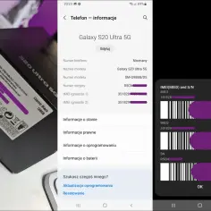 Sprawdź objawy uszkodzonego wyświetlacza w używanym smartfonie przed zakupem. Na ekranie telefonu widać informacje o numerze IMEI i S/N.
