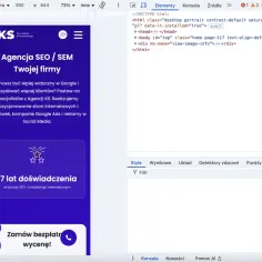 Strona agencji SEO/SEM z hasłem "Agencja SEO / SEM Twojej firmy". Pokazuje skutki ignorowania parametrów technicznych na rzecz miejsca w rankingu.