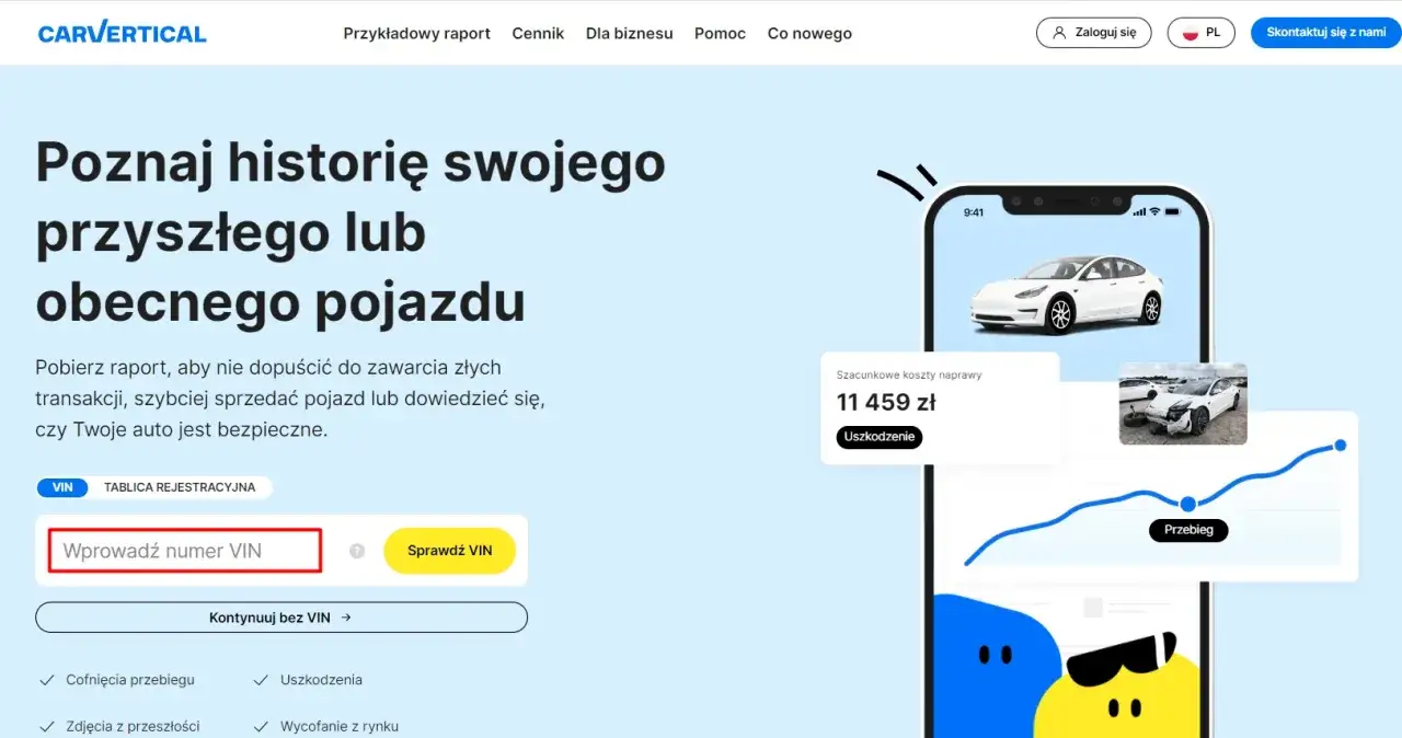 Chcesz wiedzieć, jak sprawdzić historię pojazdu po numerze VIN przed transakcją? Wpisz VIN w pole, aby poznać przeszłość auta.