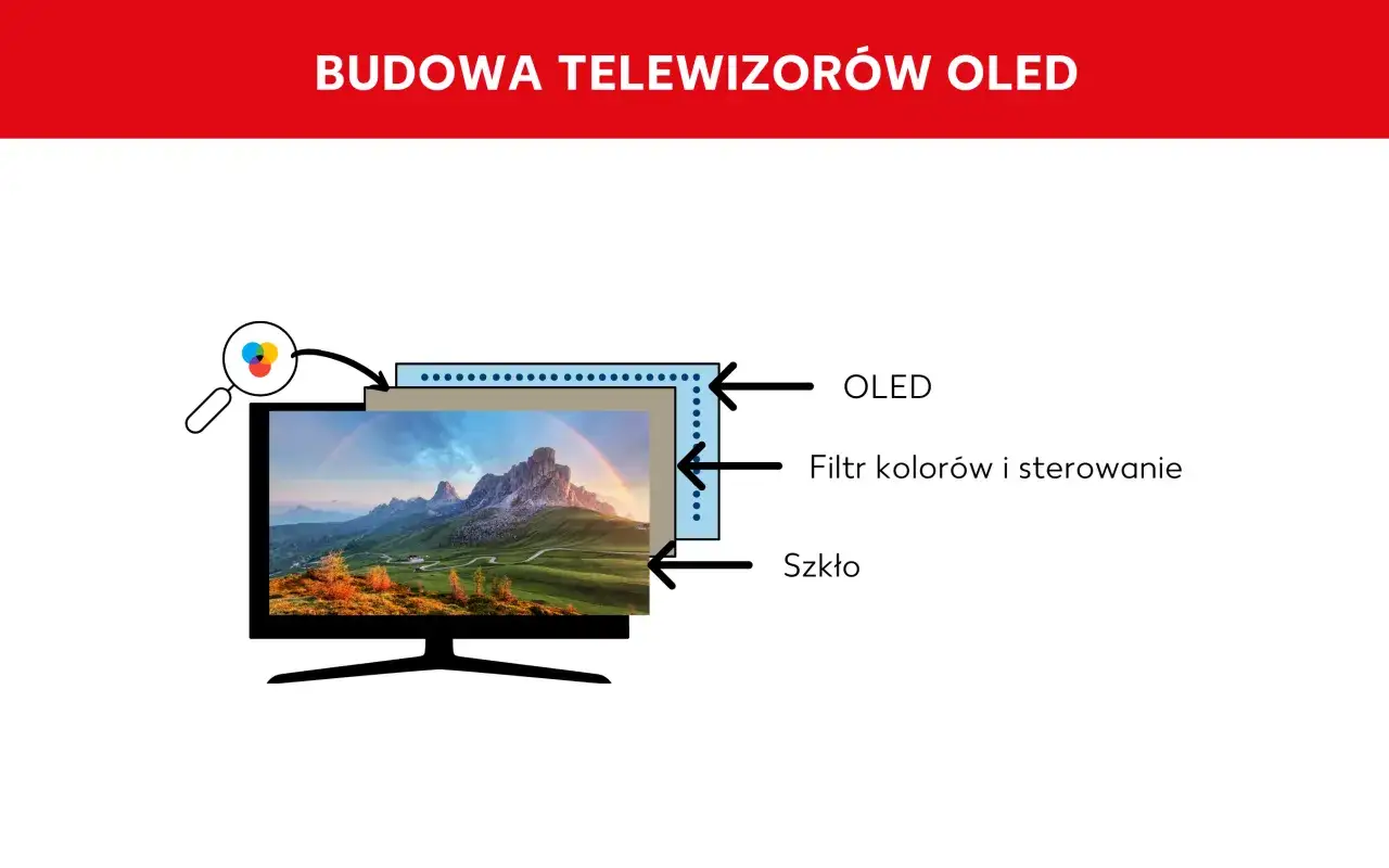 Schemat budowy telewizora OLED. Porównanie technologii OLED i QLED, którą wybrać?