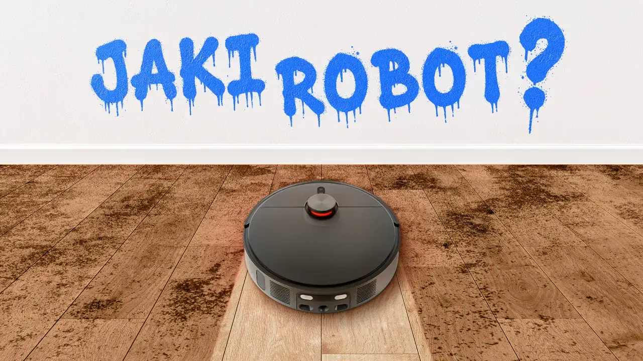 Jaki robot? Ranking robotów sprzątających z funkcją aktywnego mopowania. Robot odkurzający na brudnej podłodze.
