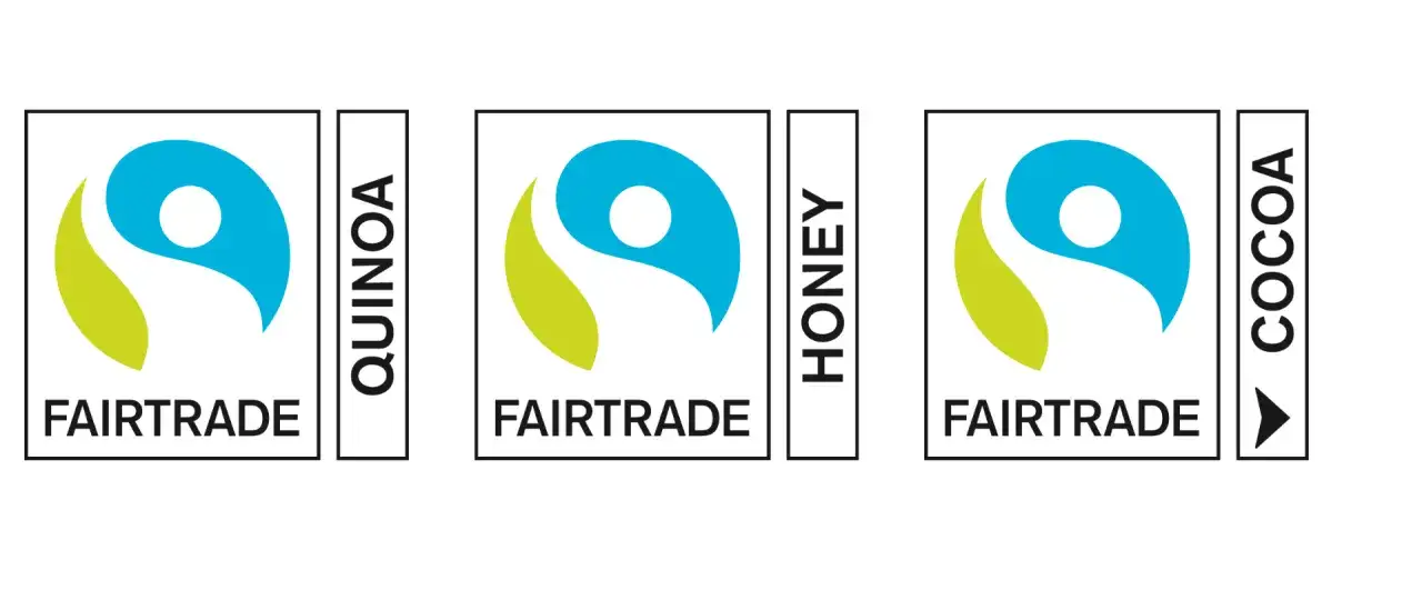 Znaki Fairtrade dla komosy ryżowej, miodu i kakao. Handel sprawiedliwy to korzyści dla producenta i sprzedawcy: lepsze warunki, stabilność cen.