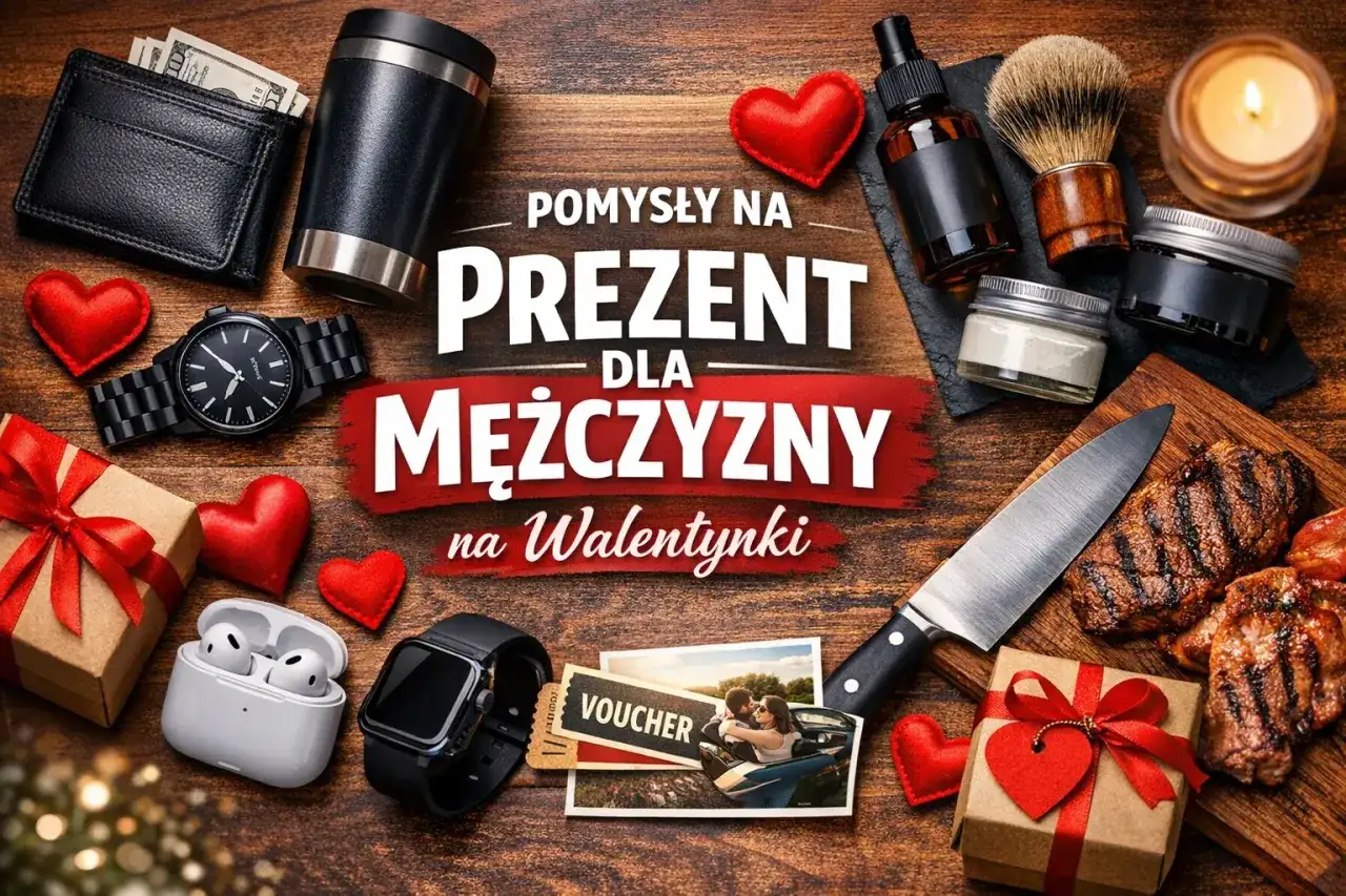 Pomysły na prezent na walentynki dla chłopaka: portfel, zegarek, słuchawki, kosmetyki, grillowane steki i voucher.