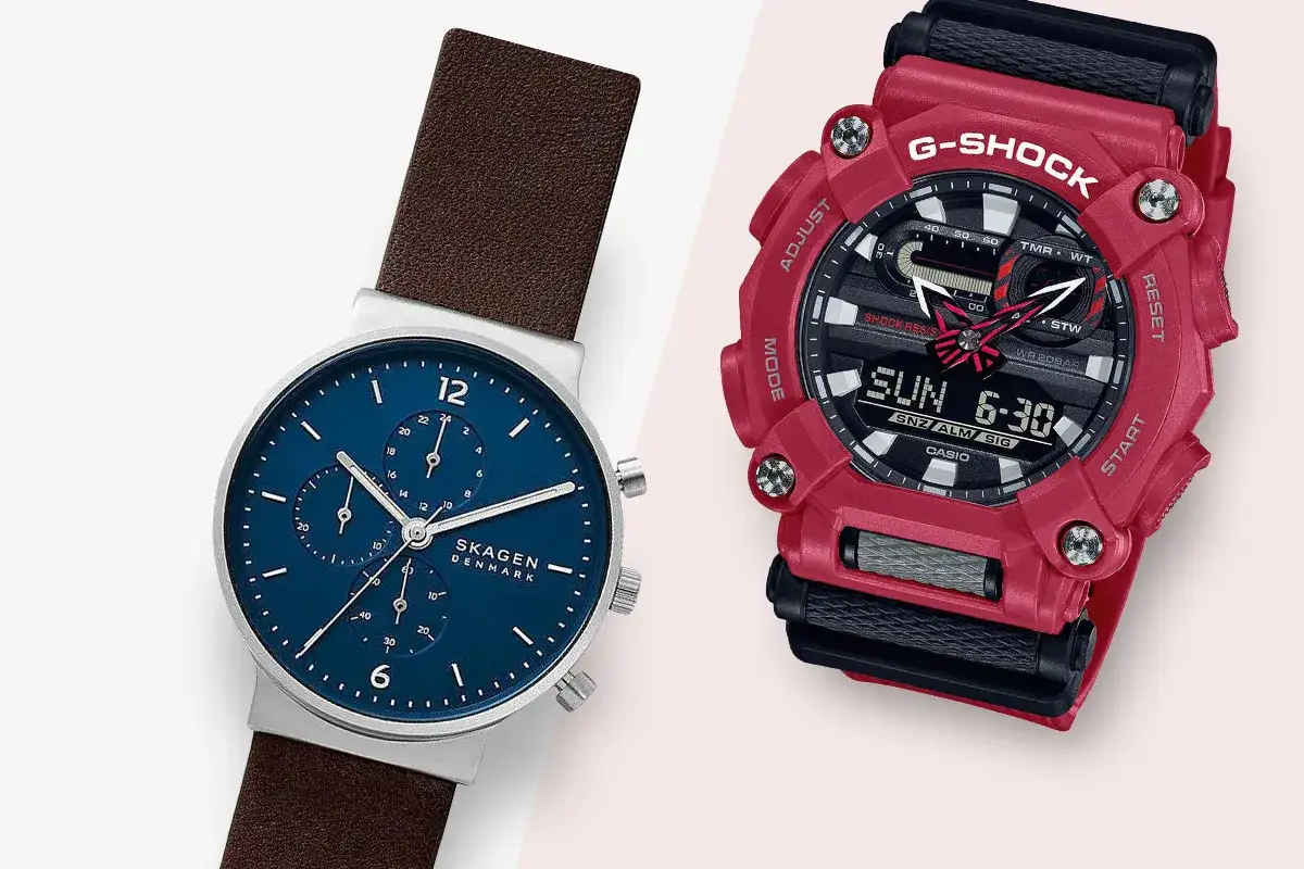 Elegancki zegarek Skagen i sportowy G-Shock – idealne pomysły, co na 18 urodziny dla chrześniaka.