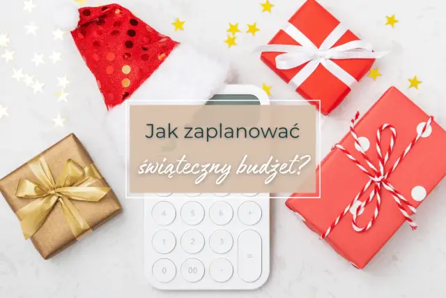 Jak zaplanować budżet na prezenty świąteczne dla całej rodziny? Kalkulator, prezenty i czapka Mikołaja sugerują, że to czas na świąteczne zakupy.